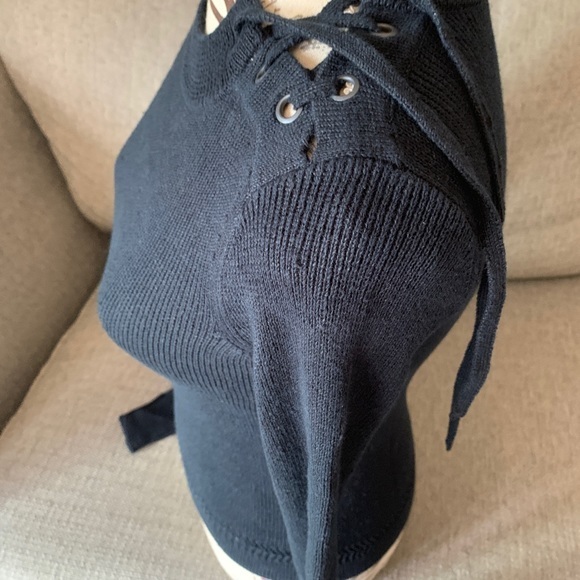 NWT AllSaints Black Lace Tie Sweater 2 - Picture 4 of 8